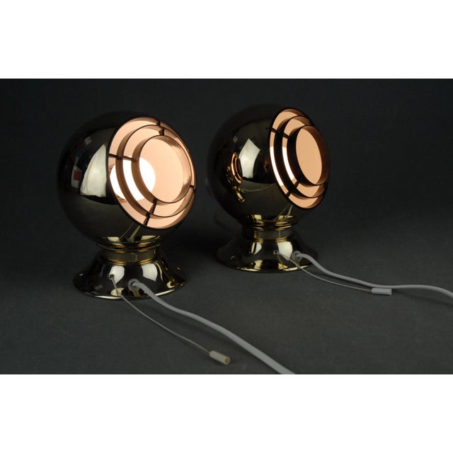 24 Carot Gold-Plated Magnetic Eyeball Wall Lamps from Abo Rangers, Denmark, Set of 2 For Sale - Image 10 of 15