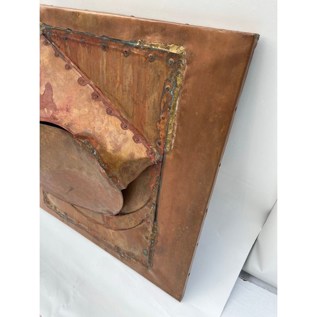 Square Copper Metal Wall Sculpture For Sale - Image 4 of 6