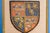1910s Preppy Antique English School Framed Crest Patch Armorial Coat of Arms Home Wall Decor For Sale - Image 5 of 11