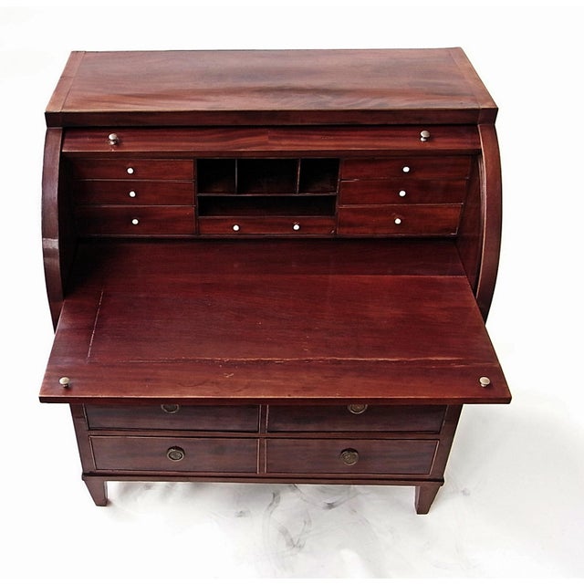 English Cylinder Secretaire in Polished Mahogany, 1890s For Sale - Image 10 of 18
