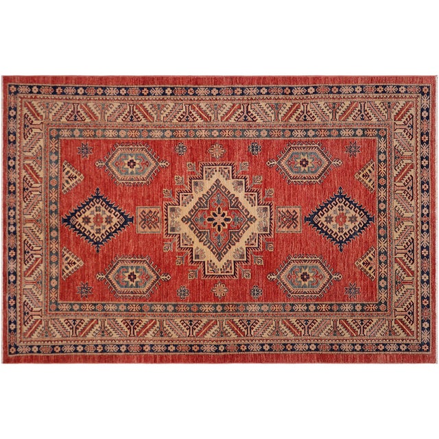 Beige Rustic Super Kazak Rust/Beige Wool Rug - 5'4'' X 7'7'' For Sale - Image 8 of 10