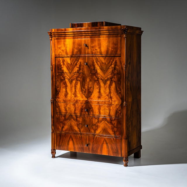 Biedermeier Walnut Secretary Desk, 1840 For Sale - Image 6 of 11