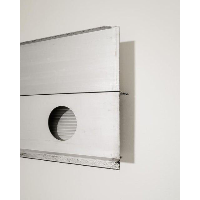 Jean Prouvé Mid Century French Decorative Architectural Aluminium Areator Shutter with C.I.M.T Panel by Jean Prouvé, 1950s For Sale - Image 4 of 6