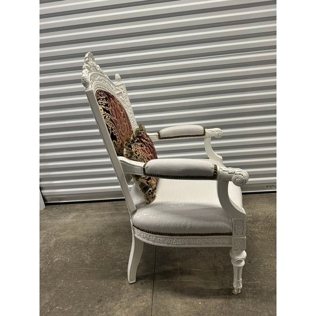 Late 20th Century Caspani Tino Group Italian Carved Accent Armchair With Pillow For Sale - Image 12 of 14