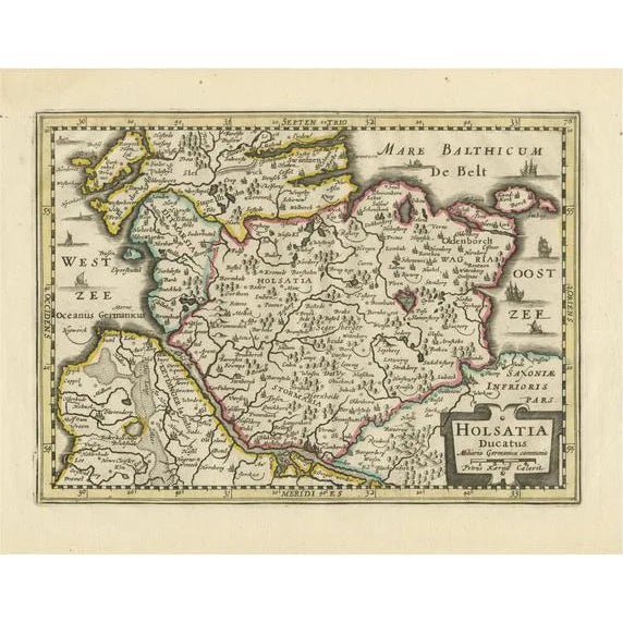 Antique Map of Holstein For Sale