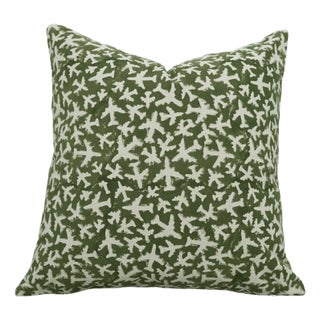 Fabdivine Artisan Block Print Throw Pillow Cover 24x24 Inch Thick Cotton-Pushpak Vimaan For Sale