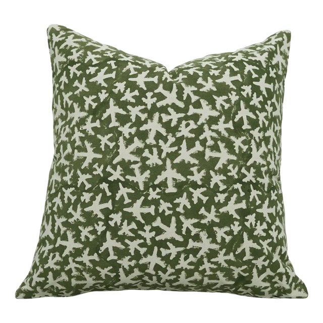 Fabdivine Artisan Block Print Throw Pillow Cover 24x24 Inch Thick Cotton-Pushpak Vimaan For Sale