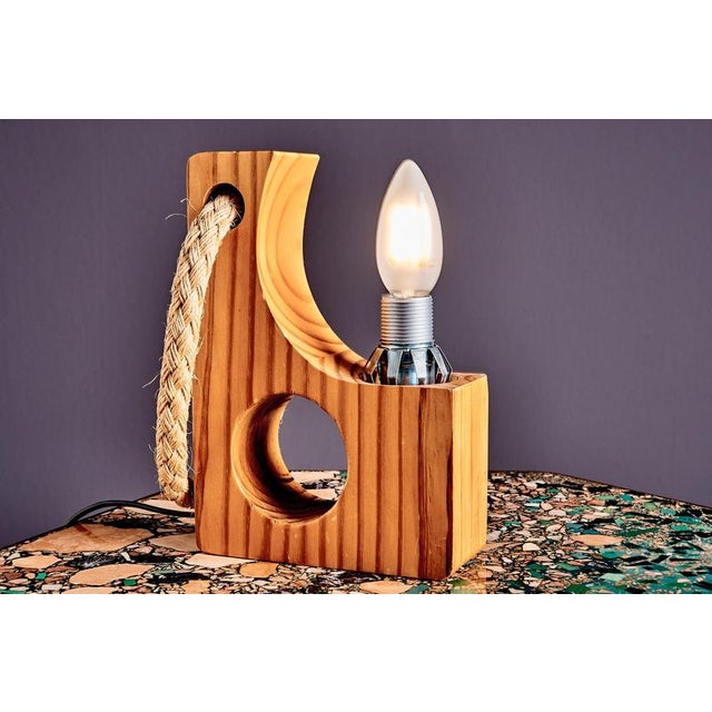 Table Lamp with Sculpted Pine Block from Temde, 1960s For Sale - Image 9 of 16