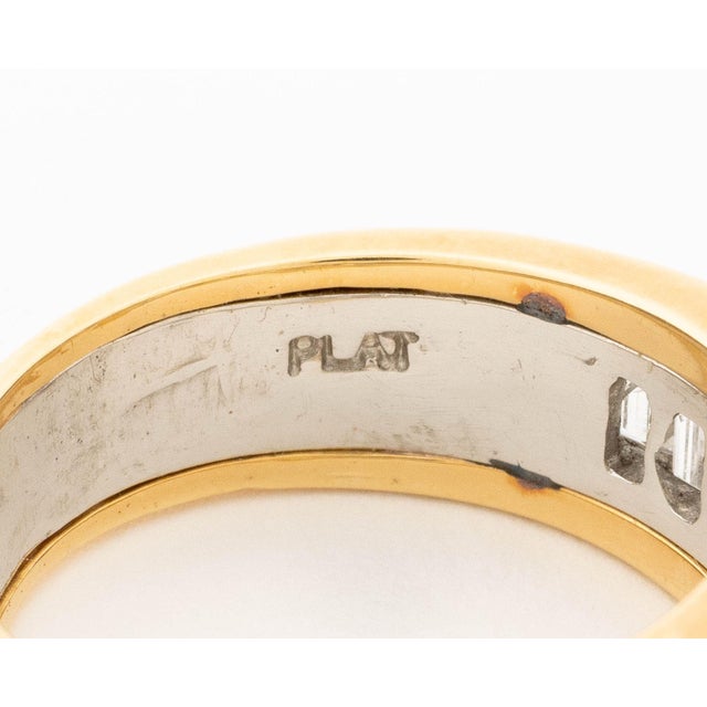 Metal Vintage Platinum, 18k Gold, and Diamond Ring For Sale - Image 7 of 8