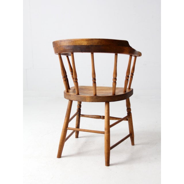 Antique Windsor Captain’s Chair Wood Spindle Armchair For Sale - Image 6 of 14