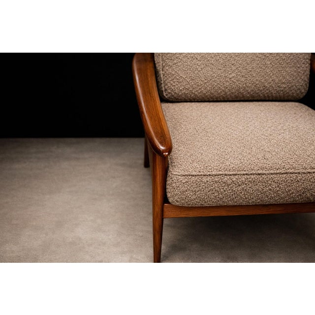 Grete Jalk Armchair in Caviuna & Mushroom Brown Bouclé, Rino Levi, Brazil, 1960s - Lot 491C For Sale - Image 12 of 17