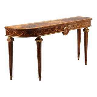 Neoclassical Style Console Table in Walnut For Sale