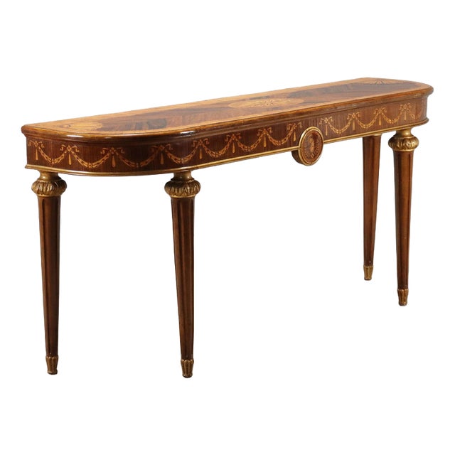 Neoclassical Style Console Table in Walnut For Sale