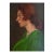 Early 20th Century Woman in Green Dress Portrait Painting For Sale