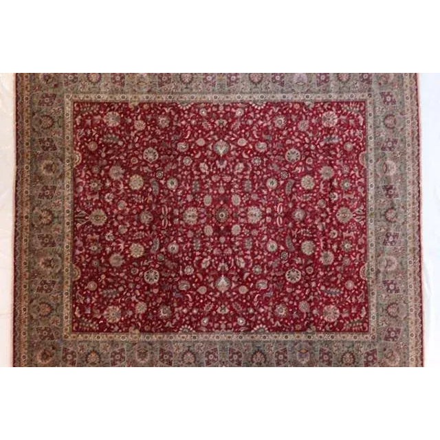 This master piece is a Kork wool pile genuine hand made Exceptionally fine Persian Tabriz Palace carpet- Signed by Mater...