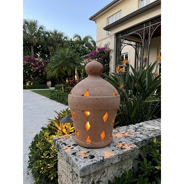 Vintage Moroccan Hand-Formed Terracotta Pierced Lantern For Sale - Image 11 of 12