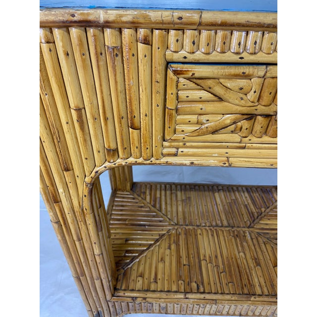 Split Bamboo One Drawer Side Table Nightstand For Sale - Image 9 of 13