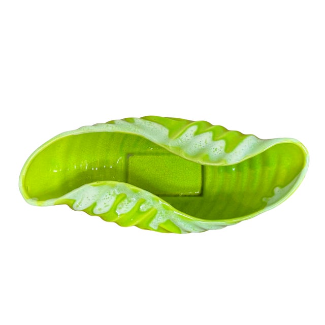 Vintage Hollywood Ceramics California Lime Green Shell Centerpiece Bowl, Mid-Century Modern For Sale - Image 4 of 5