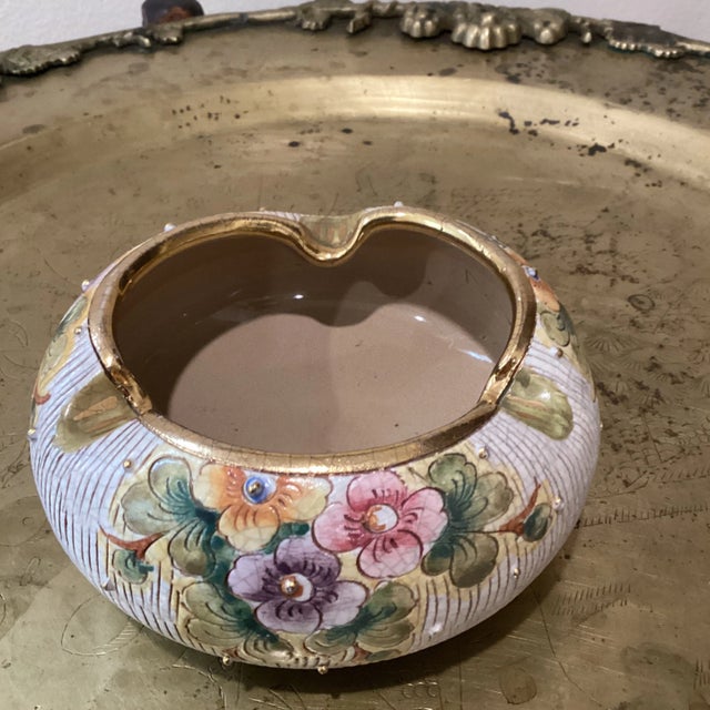 Italian Early 20th Century Antique Deruta Italy Pottery Ashtray Hand Painted Artist Signed For Sale - Image 3 of 13