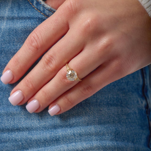 Mid 20th Century Gia 2.31 Carat Old European Cut Diamond 18k Yellow Gold Ring, Size 4.75 For Sale - Image 4 of 8