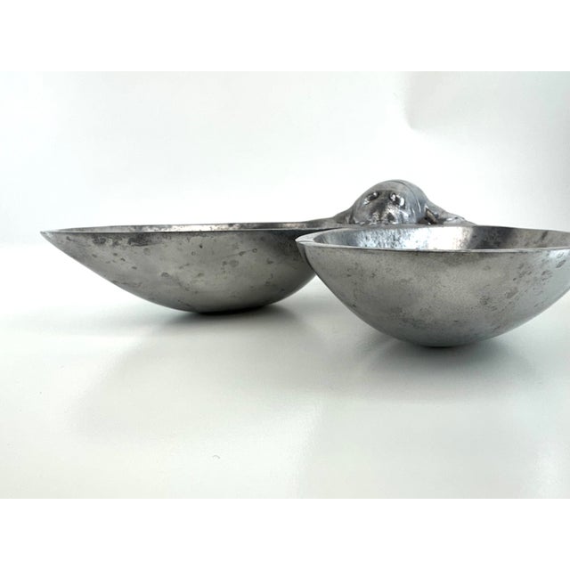 Vintage Aluminum Lobster Serving Dish Double Bowl Coastal Entertaining Piece For Sale - Image 4 of 9