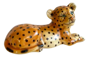 Vintage Italian Handmade Ceramic Baby Leopard Sculpture, 1970s