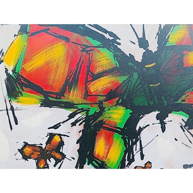 1970s Vintage Abstract Mid Century Modern Lee Reynolds Insp Oil Butterfly Painting Framed For Sale - Image 5 of 13