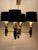 Traditional Empire Dark Green Leather and Brass Four-Arm Chandelier, France, 1960s For Sale - Image 3 of 18
