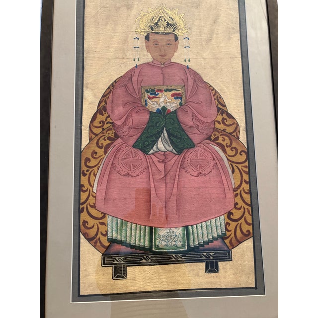 Mid 19th Century Antique Chinese Portrait Painting For Sale - Image 5 of 6