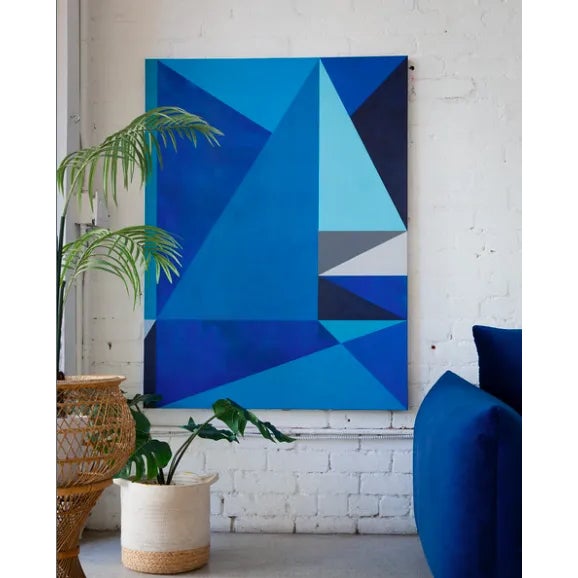 DREAMSCAPE series no.01, Various shades of Blues, size 48"x36"x1.5" Stretched Canvas, Extra Large Art Print. The...