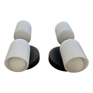 "In Common With" Glass Up Down Wall Sconces in Black - a Pair For Sale