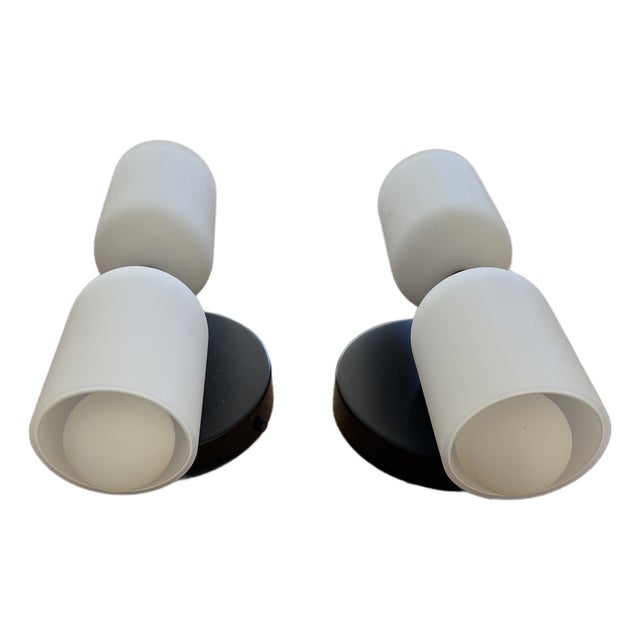 "In Common With" Glass Up Down Wall Sconces in Black - a Pair For Sale