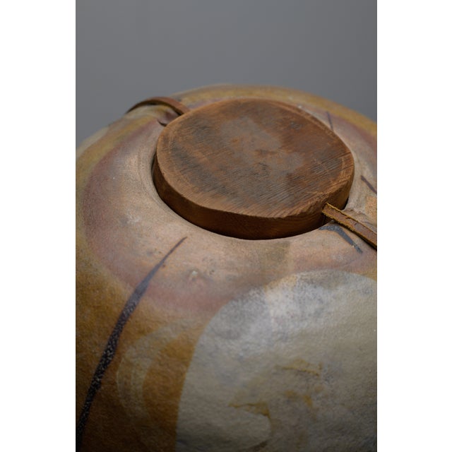Wood Large Lidded Vessel by Sandra Johnstone, Salt-Fired Ceramic, 1970s For Sale - Image 7 of 10