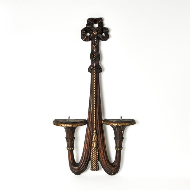 Extra Large Vintage Bow and Tassel Wall Hanging Candle Holder for Pillar Candles For Sale - Image 9 of 12