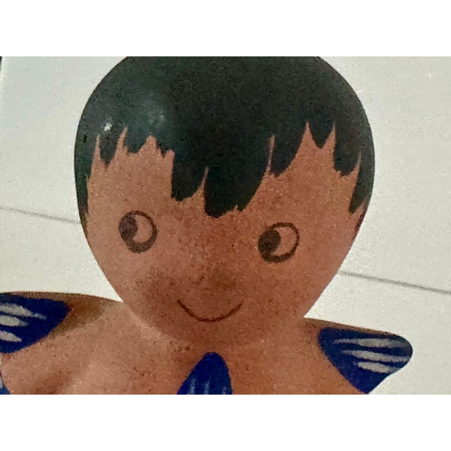 Terra Cotta Vintage 20th Century Hand Painted Terra Cotta Boy Angel Bell For Sale - Image 8 of 8