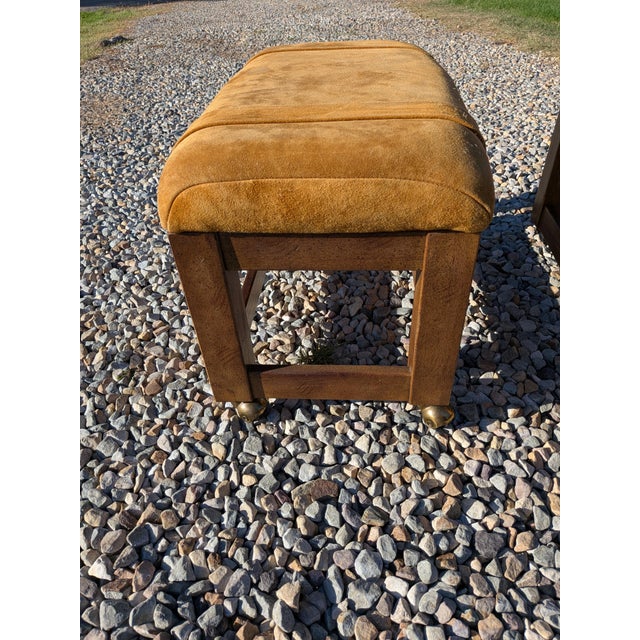 1970s 1970 Drexel Heritage Suede Ottomans/Stools-Pair. For Sale - Image 5 of 12