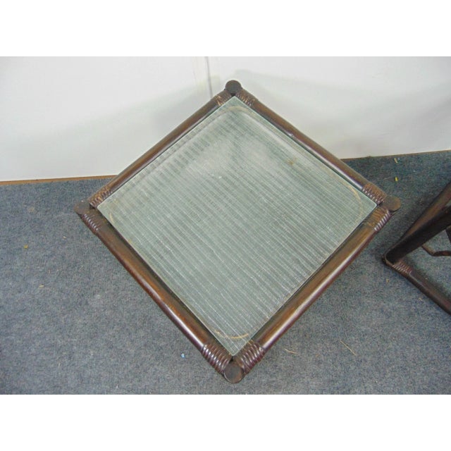 Ficks Reed Ficks Reed Chinoiserie Rattan Side Tables - a Pair For Sale - Image 4 of 5