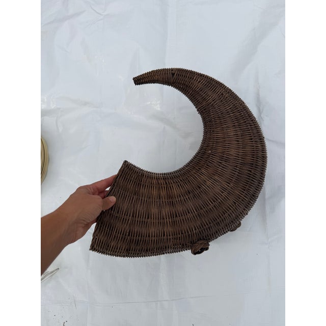 Vintage Large Wicker Cornucopia Basket For Sale - Image 4 of 5