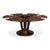Brown Contemporary Round Jupe Dining Table, Medium – Brown Oak with Stainless Steel Trim For Sale - Image 8 of 11