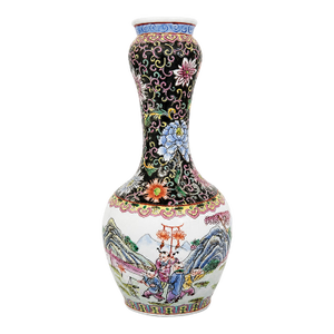 Chinese Famille Rose Style Porcelain Vase With Figural Landscape Scenes, 14"