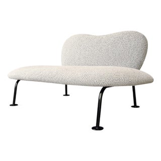 Brazilian Modern Organic Form Loveseat in Iron & Bouclé by Freijó Móveis, Brazil, 1950s For Sale