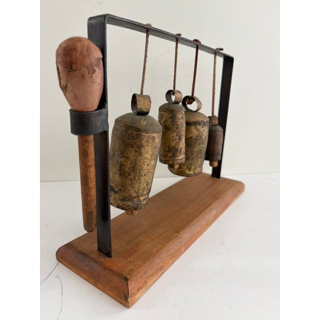 Vintage Cast Brass Bells – Rustic Hanging Bell Set For Sale - Image 9 of 13