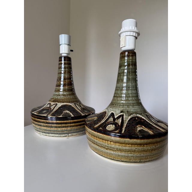 1960s Danish Ceramic Table Lamps by Arne Finne Nielsen and Noomi Backhausen for Søholm, 1960s, Set of 2 For Sale - Image 5 of 15
