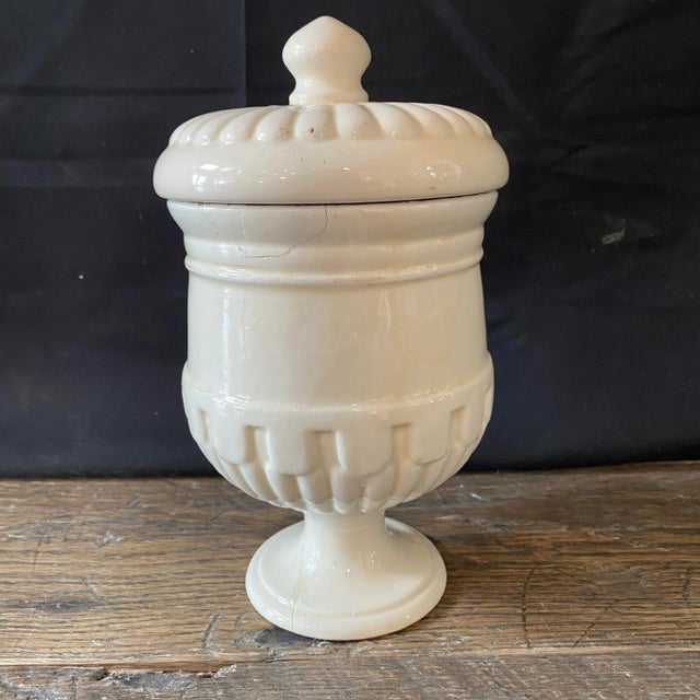 Antique Italian Apothecary Jar Venetian Malva Porcelain Urn Large For Sale - Image 9 of 14