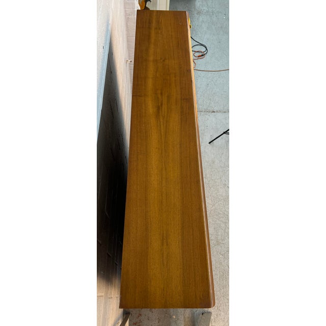 Wood Mid 20th Century Barney Flagg for Drexel Parallel Mid-Century Walnut and Cane Credenza and Hutch For Sale - Image 7 of 14