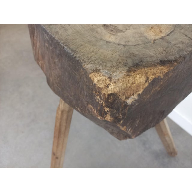 Wood Brutalist Brown Butchers Block For Sale - Image 7 of 17