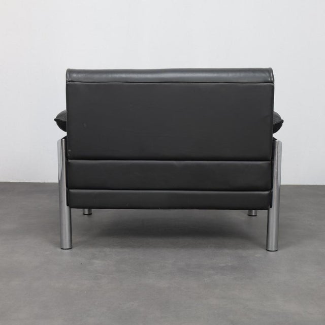 Italian Postmodern Lounge Chair in Leather and Chrome, 1980s For Sale - Image 4 of 9