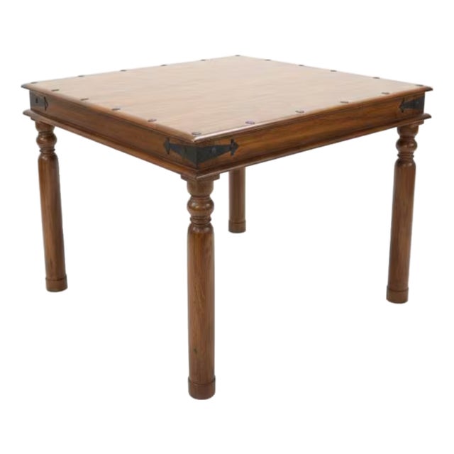 1990s Transitional Solid Wood Square Dining Table For Sale