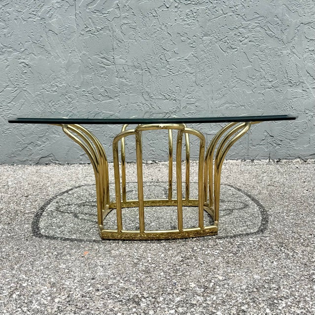 Art Deco Gold Glass Top Coffee Table For Sale - Image 4 of 7