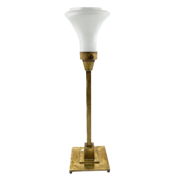 Large Brass Table Lamp by A. Boffelli, Milan, Italy, 1935 For Sale